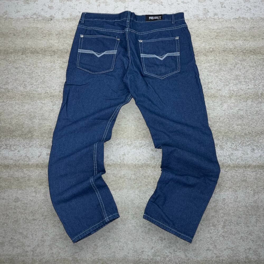 Vintage Y2K Reset Skater Wide Leg Jeans 38x30 Baggy Dark Wash Denim Rap Style